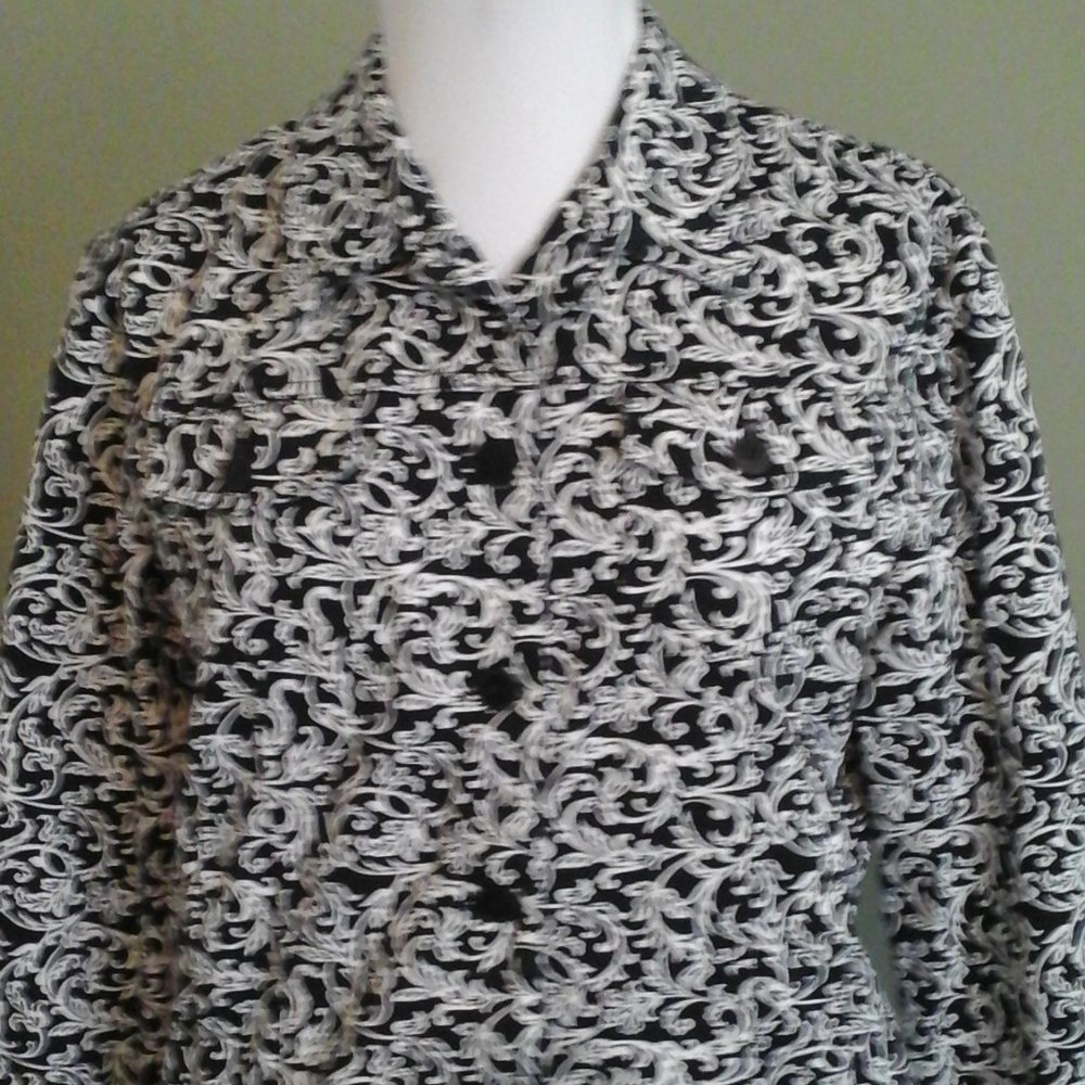 Jones New York, Black & White Denim Jacket, XL